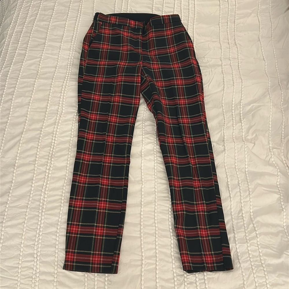 Zara Tartan Holiday Pants Size Small